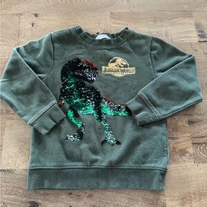 H&M Jurassik Park sequins dinosaur Kids Green Sweatshirt size 4 - 6 years